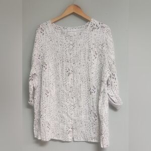 Rachael Zoe Floral Printed Blouse. 100% Linen. Adj. Sleeves. Size 2X. Si…